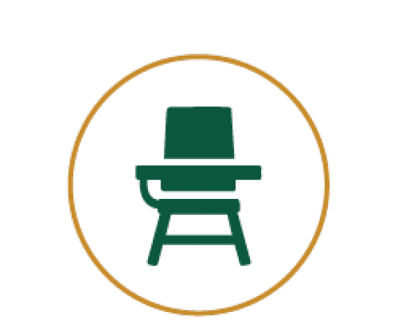 Icon for a classroom bench and desk